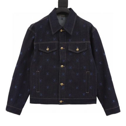 Louis Vuitton blue logo embroidery denim jacket with gold buttons