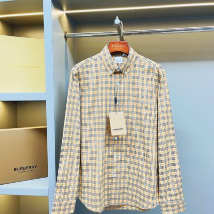 Burberry check button-down point collar shirt