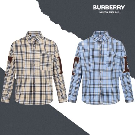 Burberry check cuffs TB patch shirt