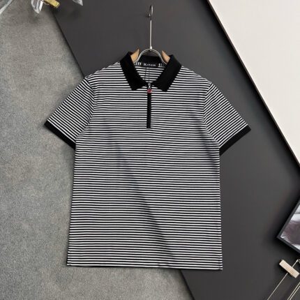 Kiton striped ice silk polo shirt