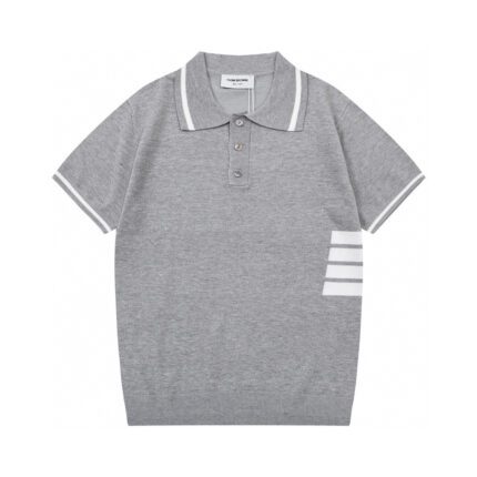 Thom Browne four-bar knitted polo shirt