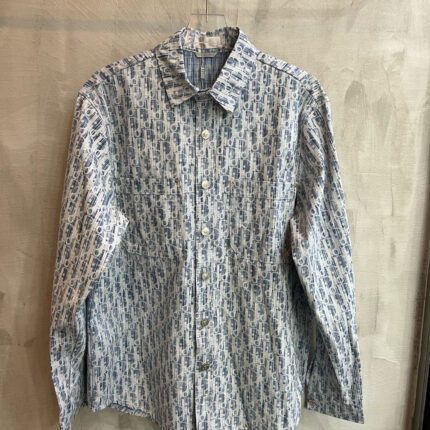Dior Webbing Bamboo Print Washed Denim Shirt