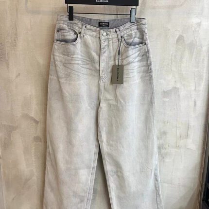 Balenciaga White Waxed Heavy Denim Trousers