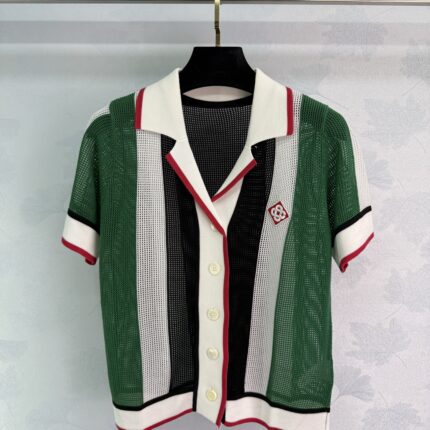 Casablanca contrast color hollow sports short-sleeved T-shirt