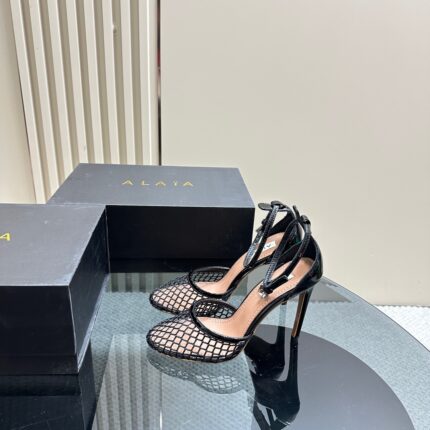 Alaia high heel mesh slide sandals