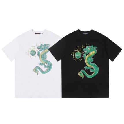 Louis Vuitton Sequined Blue Dragon Short Sleeve T-Shirt