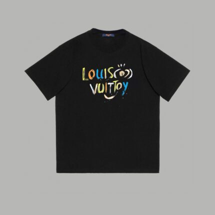 Louis Vuitton rainbow graffiti hand-painted logo short-sleeved T-shirt